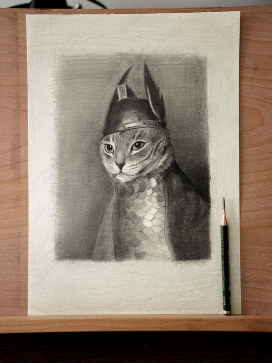 Brunnhilde "Le chat Walkyrie" Dessin Original